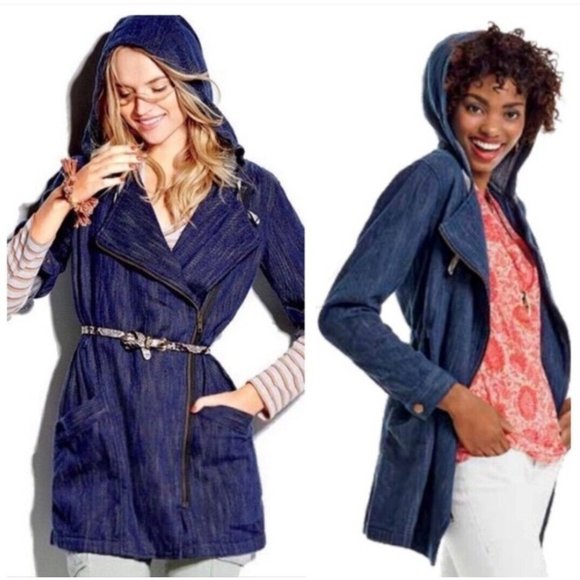 CAbi Jackets & Blazers - Cabi Jacket M Indigo Blue Anorak Zip Front Hood Pockets‎ Casual Spring Cotton